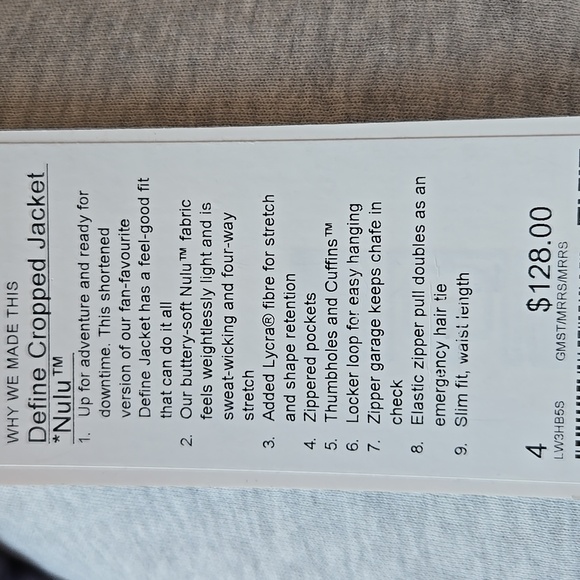 NWT Lululemon Athletica Womens Jacket - Picture 9 of 9
